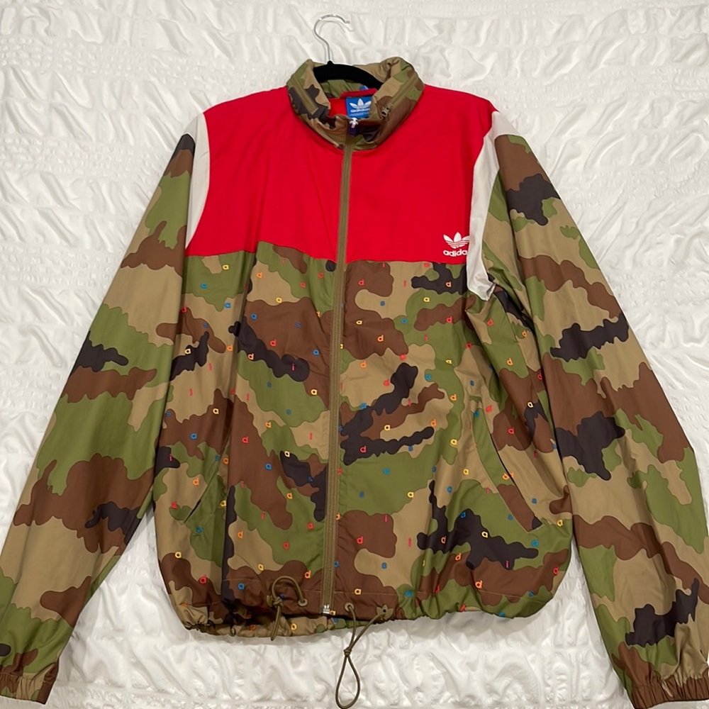 Adidas camo zip up, wind jacket